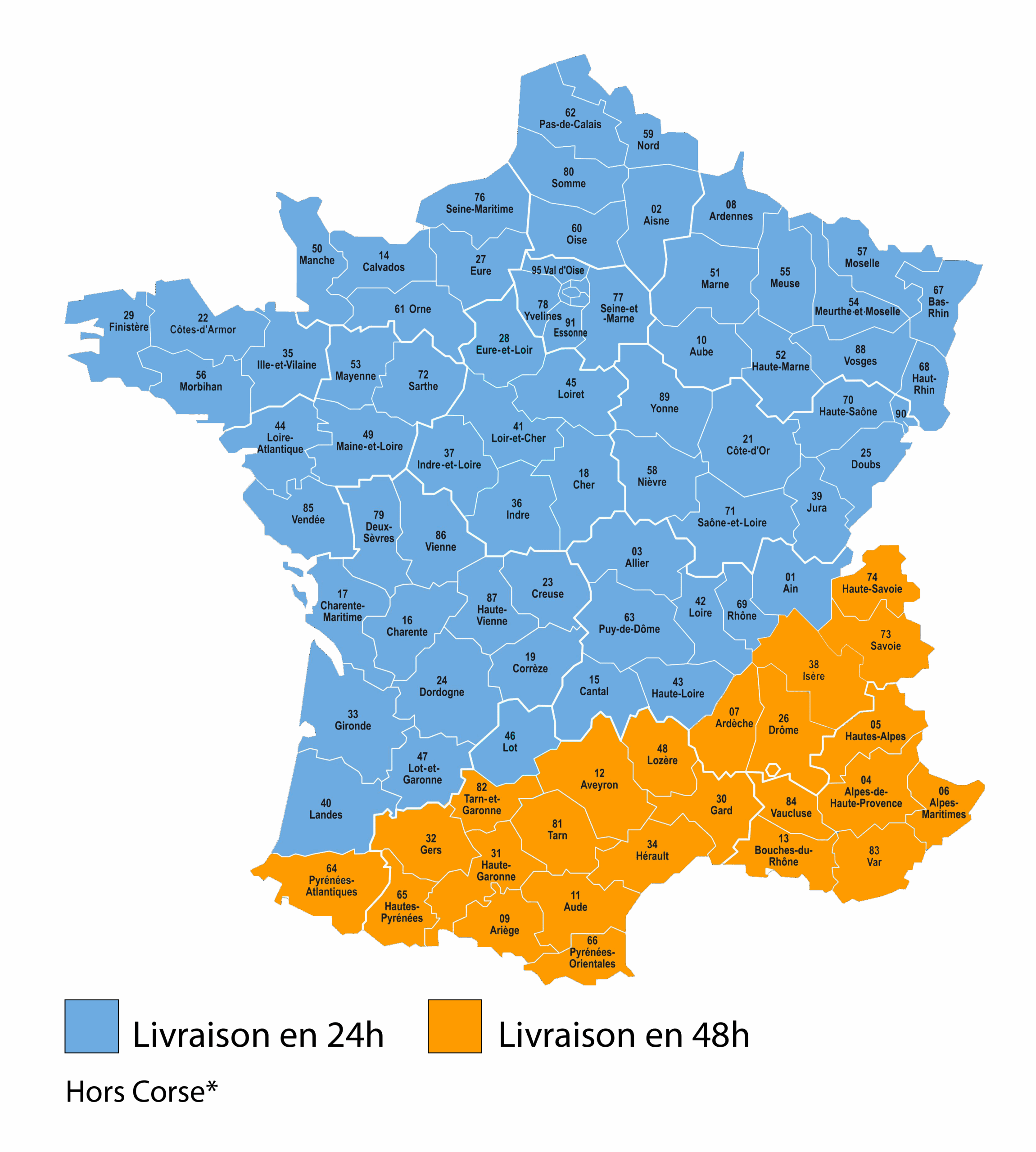 Zones de livraison Chronofresh en France
